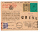 FRANCE  GREVE DE SAUMUR  1953  LETTRE NUMEROTEE  PEU COURANT AVEC LES 2 TIMBRES - Documenten