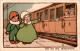 A. Bertiglia Série Kiddie Sketches IX - N°3559 " Pyrophoto " Off Fot The Honeymoon Train Cpa Couleur Ecrite Au Dos TB.E - Bertiglia, A.