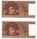 Série De 2 Billets 10 Francs BERLIOZ - Du 6 JUIN 1974 - LES NUMEROS SE SUIVENT - SUP - 1 épinglage - 10 F 1972-1978 ''Berlioz''