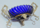 Delcampe - -JOLIE COUPELLE VIDE POCHE VERRE Bleu MONTURE Bronze Avec 2 PIEDS BLASONS   E - Glass & Crystal