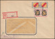 6+10 Freimarken Wappen 12+30 Pf MiF Auf R-Brief Not-R-Zettel MEERSBURG 7.12.1947 - Amtliche Ausgaben