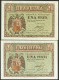 1 Peseta. 28 De Febrero De 1938. Pareja Correlativa. Serie E. (Edifil 2021: 427 - Other & Unclassified