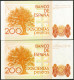 200 Pesetas. 16 De Septiembre De 1980. Pareja Correlativa. Sin Serie. (Edifil 2 - Other & Unclassified