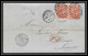 35896 N°32 Victoria 4p London St Etienne France 1869 EC79 PAIRE Lettre Cover Grande Bretagne England - Storia Postale