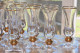 -11 ANCIENS VERRES à PIEDS FONDS TROMPEURS BORDS & BOULE PIEDS Dorés LIQUEUR      E - Verre & Cristal