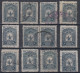 ⁕ Turkey 1905 ⁕ Tughra Of Abdul Hamid II.  Coat Of Arms, 2 Pia. Mi.118 ⁕ 12v Used, Shades, Différent Perf. - Used Stamps