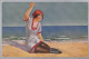 Cpa Litho PRECURSEUR STAMPA 7823 Illustrateur GUERZONI FEMME FILLE SUR PLAGE VOYAGE 1920 LACKEN - Guerinoni