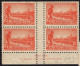 AUSTRALIA 1934 2d X Block Of 4, Orange-Vermillion Centenary Of Victoria SG147 MH With Centre And Bottom Gutter - Used Stamps