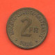2 Francs 1944 Francia France Libre Bronze Coin War Currency - 2 Francs