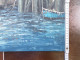 Tableau Gouache  Sur Toile Au Couteau Signé Florence - Vue De Port 50 X 60 Cm - Waterverf