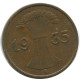 Delcampe - 1 REICHSPFENNIG 1935 A GERMANY Coin #AE238.U.A - 1 Reichspfennig