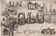 Z+ Nw 35-(69) UN SALUT DE LYON - CARTE FANTAISIE   MULTVUES - EDIT. CARRIER - TAMPON CAMP DE SATHONAY - Gruss Aus.../ Gruesse Aus...