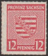 SBZ- Provinz Sachsen: 1945, Postmeistertrennung: Mi. Nr. 71 X B I, Freimarke: 12 Pfg.  Provinzwappen.    **/MNH - Ungebraucht