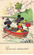 WALT DISNEY  #SAN47168 MICKEY ET MINNIE DANS UNE BARQUE PROMENADE SENTIMENTALE - Autres & Non Classés