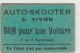 TICKET  MANEGE FÊTE FORAINE - BON Pour Une VOITURE - AUTO-SKOOTER . A. Vivien - Sonstige & Ohne Zuordnung