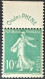 188** Publicité Ovules Phéna Semeuse 10c Vert 'maigres' - Unused Stamps