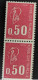 61** Béquet 50c Marianne 1664 Sans Phosphore Roulette De 11 Timbres Avec 1 N° Rouge - Rollen