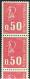 Delcampe - 61** Béquet 50c Marianne 1664 Sans Phosphore Roulette De 11 Timbres Avec 1 N° Rouge - Rollen