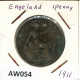 PENNY 1911 UK GRANDE-BRETAGNE GREAT BRITAIN Pièce #AW054.F.A - D. 1 Penny