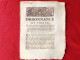 PRISE DE LA VILLE D'YPRES PAR L'ARMÉE ORDONNANCE DE POLICE AUX HABITANTS DE PARIS ET FAUBOURGS 1744 - Decrees & Laws