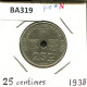 25 CENTIMES 1938 BELGIQUE-BELGIE BELGIUM Coin #BA319.U.A - 25 Centesimi