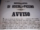 1868  MANIFESTO  ASCOLI PICENO  CENSIMENTO BESTIAME - Historische Dokumente