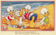 Disney Donald Duck Saved By His Nephews Old Postcard 1958 - Sonstige & Ohne Zuordnung