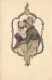 Delcampe - N°25002 - Carte Tissée Soie - Deux Femmes  Dans Un Médaillon - Women