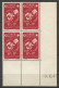 TUNISIE N° 322 Bloc De 4 Coin Daté 29 / 10 / 47 NEUF** SANS CHARNIERE NI TRACE / Hingeless  / MNH - Unused Stamps