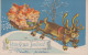 SANTA CLAUS Happy New Year Christmas GNOME Vintage Postcard CPA #PKE006.A - Santa Claus