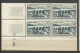 TUNISIE N° 330 Bloc De 4 Coin Daté 31 / 5 / 49 NEUF** SANS CHARNIERE NI TRACE / Hingeless  / MNH - Unused Stamps