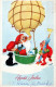 SANTA CLAUS Happy New Year Christmas GNOME Vintage Postcard CPSMPF #PKD865.A - Santa Claus