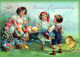 PÂQUES ENFANTS ŒUF Vintage Carte Postale CPSM #PBO346.FR - Ostern