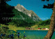 72865476 Lautersee Mittenwald Blauer Enzian Am Seeufer Gegen Wettersteinspitze L - Mittenwald