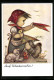 Künstler-AK Hummel: Kleines Mädchen Mit Rotem Kopftuch Und Einem Roten Taschentuch Abschied Winkend  - Hummel