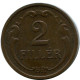 2 FILLER 1938 HUNGARY Coin #AY253.2.U.A - Ungarn