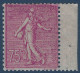 France Semeuse N°202a* (froissure De Gomme D'origine) BDFeuille 75c Lilas Rose Au Type II Un Timbre Rare En Neuf ! - 1903-60 Sower - Ligned