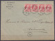 Env. Notaire Sturbaut Affr. 4x N°74 Càd RENAIX /20 AOUT 1908 Pour AUDENAERDE (au Dos: Càd Arrivée AUDENAERDE) - 1905 Breiter Bart