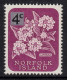 NORFOLK ISLAND 1966 SURCH DECIMAL CURRENCY  4c ON 5d BRIGHT PURPLE  " LANTANA " STAMP MNH - Ile Norfolk