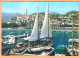 Ppgf/ CPSM Grand Format - ALPES MARITIMES - MENTON - VIEILLE VILLE & ÉGLISE SAINT MICHEL VUE DU PORT - Voilier à Quai - Menton