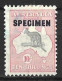 AUSTRALIA....KING GEORGE V...(1910-36..)...." 1931.."....SPECIMEN...10/-....ROO...MARK ON FRONT....MH.. - Mint Stamps