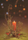 Happy New Year Christmas CANDLE Vintage Postcard CPSM #PAV524.GB - Año Nuevo