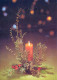 Happy New Year Christmas CANDLE Vintage Postcard CPSM #PAV524.GB - Año Nuevo