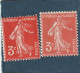 ///   FRANCE ///  Semeuse  3 Cts Orange Vif Et Orange Pale ** - Unused Stamps