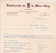 Restaurant De La Mère Guy ( Roucou )  à Lyon Proposition De Menu 1954 - 1950 - ...