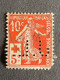 FRANCE J N° 147 Semeuse Croix Rouge J.L. 68 Indice 4 Perforé Perforés Perfins Perfin Avec Defaut - Other & Unclassified