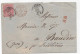 LETTRE COVER 40 CTS TORINO JUIN 1865 CACHET ROUGE PR BAUDIN JURA SEILLIERES C.A.D AU DOS STAMPS BRIEFMARKEN - Marcophilie