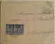 Delcampe - FRANCE - Lettre (enveloppe) De Ste Marie De Ré Du 25/01/1900 Avec Paire Du 15c Sage Pour La Rochelle - 1898-1900 Sage (Type III)