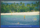 Delcampe - Indonesia 2000 Mint Postcard Senggigi Beach, Lombok, Sail Boat, Tree, Trees, Mountain, Sea, Tourism - Indonésie