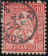 Heimat SG Schänis 1875-04-11 Blau Auf Sitzende Helvetia 10 Rp. Karmin SBK#38 Fingerhut - Used Stamps